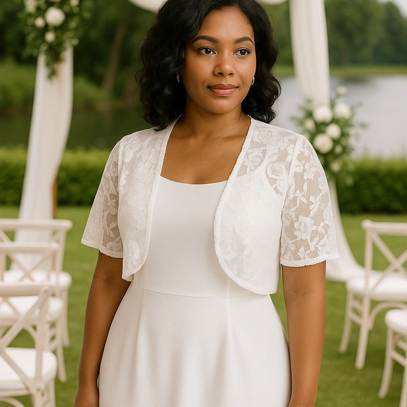 Elegant White Lace Bolero Shrug – Lightweight Sheer Floral Cover-Up - Picture 1 of 9